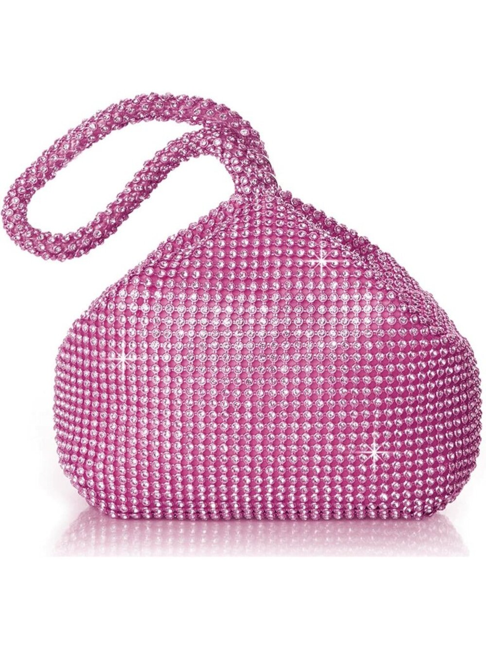 Women's Pink Clutch Wristlet Perse Triangle Sparkly Glitter Evening Bags
